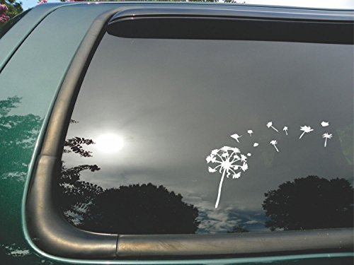YttBuy-Dandelion Flying- Die Cut White Vinyl Window Decal/sticker for Car or Truck 5.5"X 8"