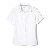 French Toast Girls' Short Sleeve Blouse with Pocket, White, 8