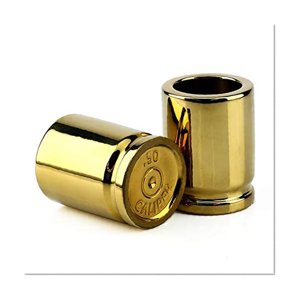 Barbuzzo 50 Caliber Shot Glass - Set of 2 Shot Glasses Shaped like Bullet Casings - Step up to the Bar, Line 'Em Up, and Take Your Best Shot - Great Addition to the Mancave - Each Shot Holds 2-Ounces