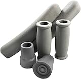 Cornucopia Brands Replacement Crutch Parts Set, Comfortable Gray Rubber Pads Underarm Cushions, Hand Grips, and Feet Caps, Fits Standard Aluminum Crutches