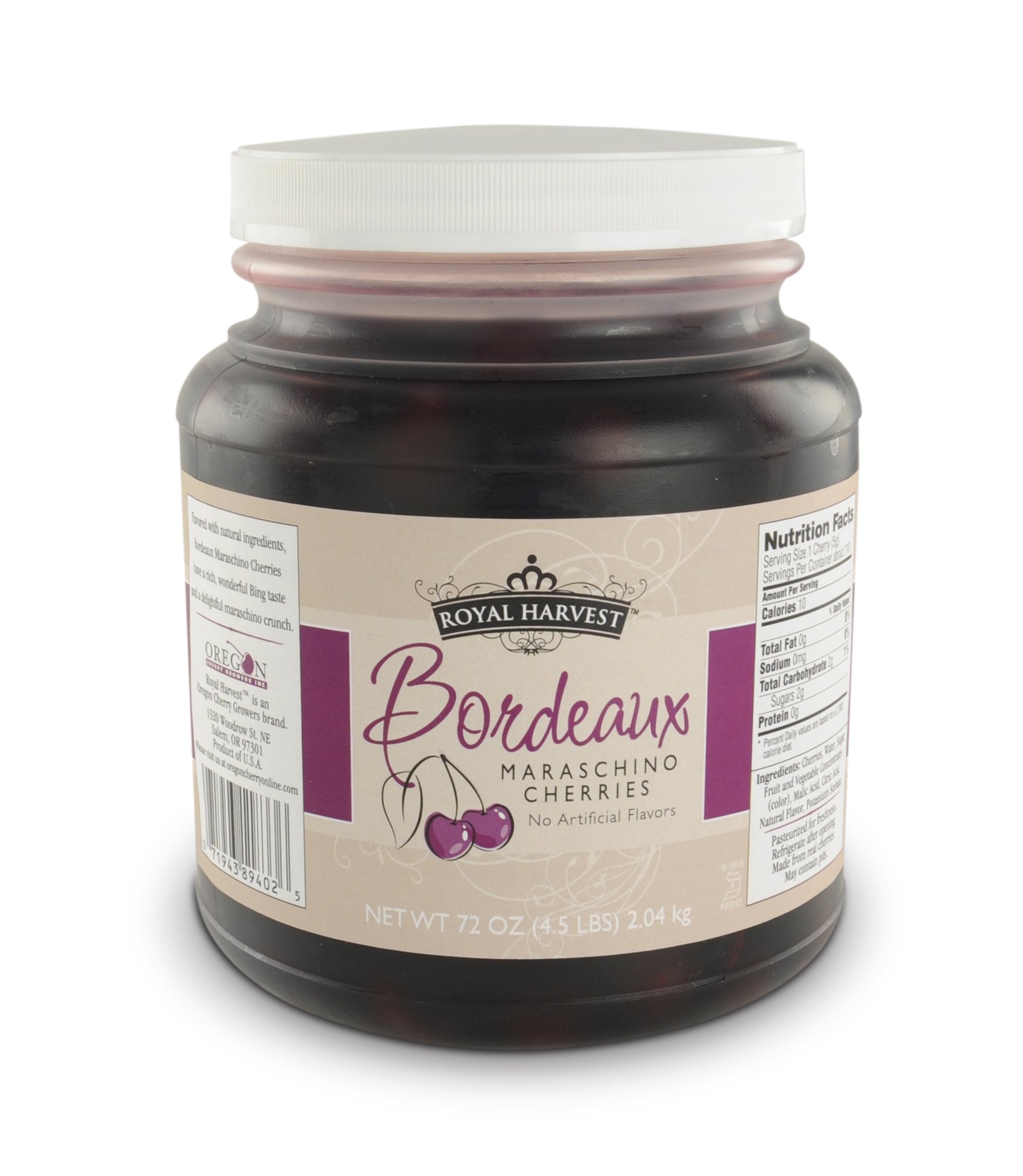 Royal Harvest Bordeaux Maraschino Cherries With Stems, 72 Ounce Bordeaux 4.5 Pound (Pack of 1)