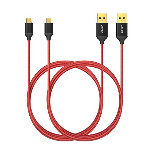 Book Cover [2-Pack] Anker 6ft / 1.8m Nylon Braided Tangle-Free Micro USB Cable with Gold-Plated Connectors for Android, Samsung, HTC, Nokia, Sony and More (Red)