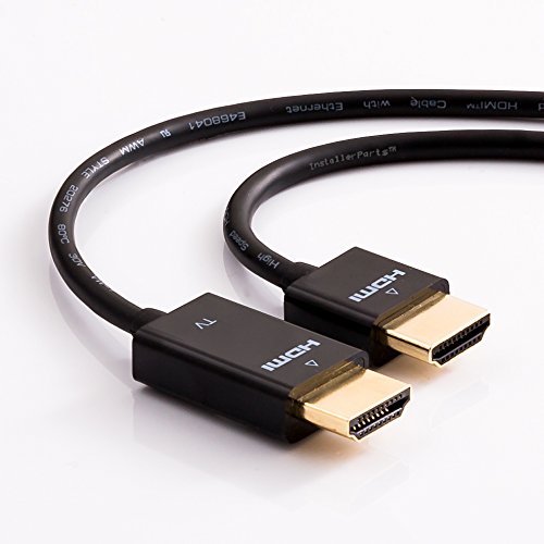InstallerParts 1.5ft Ultra Thin High-Speed HDMI Cable w/ Ethernet, Audio Return -- Compatible with 3D, 4K, 1080p, HDTV, Roku, Mac, PC, and more!
