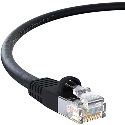 InstallerParts CAT6 Cable UTP Booted [Black] - [8 FT] - [1 Pack] - Professional Series - 10Gbps, Cat6 Patch Cable, Cat 6 Patch Cable, Cat6 Ethernet Cable, Network Cable, Internet Cable