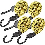 CARTMAN Ultra 48" Black/Yellow Flat Bungee Cord, 4pk x 48"