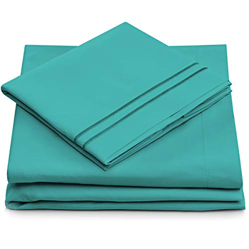 King Size Sheet Set - Turquoise King Bed Sheets - Deep Pocket - Super Soft Hotel Bedding - Hypoallergenic - Cool & Wrinkle Resistant - Bedsheets - 4 Piece Sheet-Set (King, Turquoise)