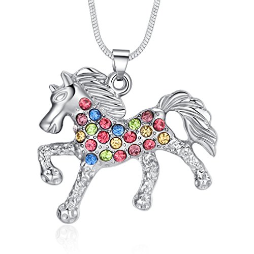 Book Cover eloi Multicolor Horse Pendant Pony Mustang Necklace for Little Girls Necklaces 18 Inches