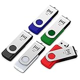 mosDART 5pcs 8GB Bulk USB 2.0 Flash Drive Swivel Thumb Drives,Black/Blue/Red/White/Green(8GB,5pack Mix Color)