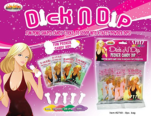 Bachelorette Party Dick N Dip Candy - Pecker Shaped Fun Dip Candy (8 Pack)