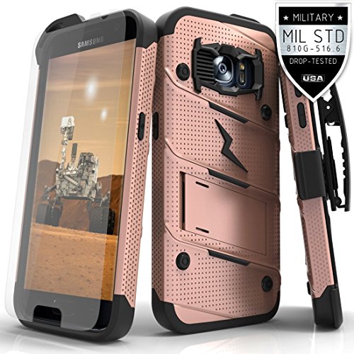 Book Cover Samsung Galaxy S7 Case, Zizo [Bolt Series] w/ [Galaxy S7 Screen Protector] Kickstand [12 ft. Military Grade Drop Tested] Holster Clip - Galaxy S7 G930