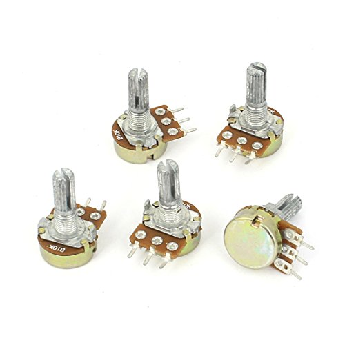 uxcell - a15011600ux0235 5 Pcs 10K OHM Linear Taper Rotary Potentiometer 10KB B10K Pot Zinc Plating with 13mm Shaft