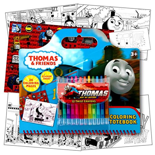 Thomas The Train Coloring Activity Set with Twist Crayons, Coloring Book Activity Pages, & 1 Large Sheet of Stickers ~ Plus 1 Fun Separately Licensed Coloring Activity Sticker