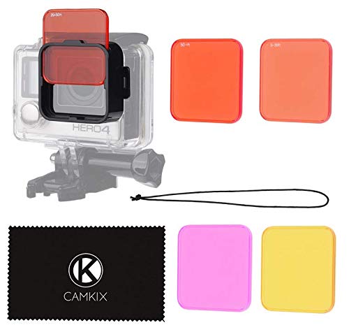 Book Cover CamKix Diving Lens Filter Kit Compatible with GoPro Hero 4, Hero+, Hero and 3+ - fits Standard Waterproof Housing - Enhances Colors for Underwater Video and Photography - Includes 5 Filters fits GoPro Standard Waterproof Housing