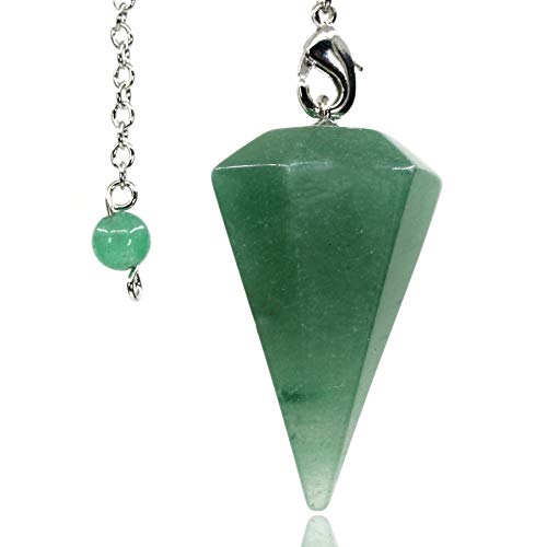 Amandastone Natural Aventurine 12 Facet Crystal Hexagonal Pointed Reiki Chakra Pendant Pendulum