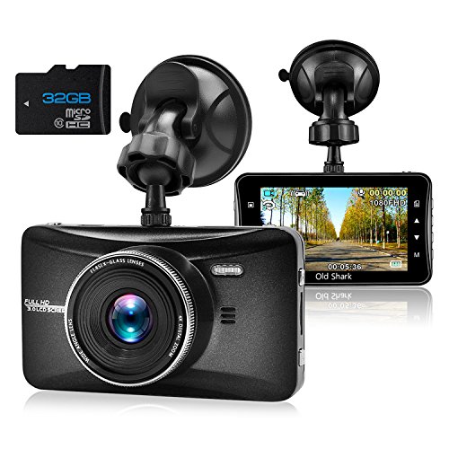 Dash Cam 1080P Full HD 3 Inch Dashboard Camera Car Recorder with 32GB Card 170Â°Wide Angle Dashcam Driving Loop Recording G-Sensor