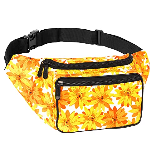 90s Retro Fanny Pack Belt Bag I Mens Fanny Packs for Women - Crossbody Bag Bum bag Waist Bag Waist Pack - For Halloween costumes, for Hiking, Running, Travel, Waterproof and more (Sunflower)