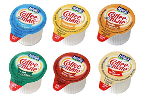 Coffee Mate Liquid Creamers, 6 Flavor Variety Pack, 180 Count (Original, French Vanilla, Irish Creme, Cinnamon Vanilla, Hazelnut, Vanilla Caramel)