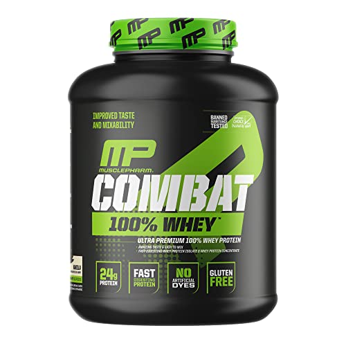 MusclePharm Combat 100% Whey, Muscle-Building Whey Protein Powder, Vanilla, 5 Pounds, 70 Servings