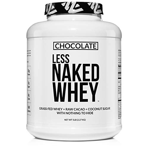 Book Cover Less Naked Whey Chocolate Protein - All Natural Grass Fed Whey Protein Powder, Organic Chocolate, and Coconut Sugar 5lb Bulk, GMO Free, Soy Free, Gluten Free Aid Muscle Growth and Recovery 60 Servings