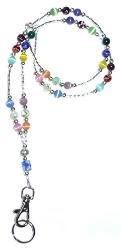 Hidden Hollow Beads Women's Beaded Lanyard 34 Inches, SUPER SLIM Multi - Breakaway