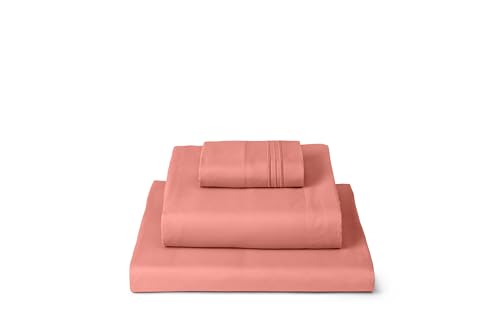 Mellanni Twin Sheet Set - Kids Bedding Set for Girls and Boys - Hotel Luxury 1800 Bedding Sheets & Pillowcases - Extra Soft Cooling Bed Sheets - Wrinkle, Fade, Stain Resistant - 3 Piece (Twin, Coral)
