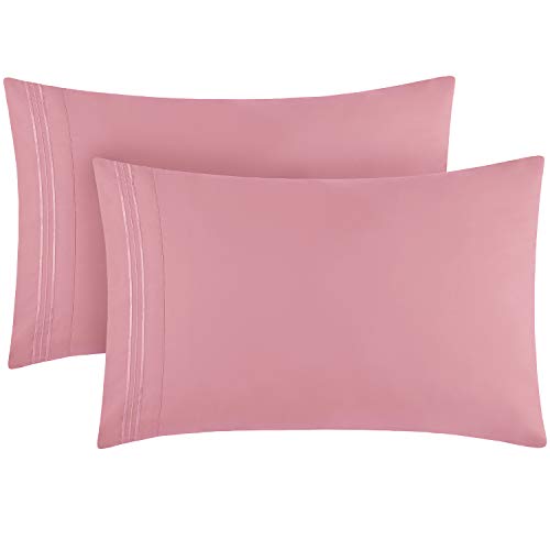 Mellanni Pillow Cases Standard Size Set of 2 - Pillow Covers - Pillow Protector - Luxury 1800 Bedding Sheets & Cooling Pillowcases - Envelope Closure (Set of 2 Standard/Queen Size 20" x 30", Pink)