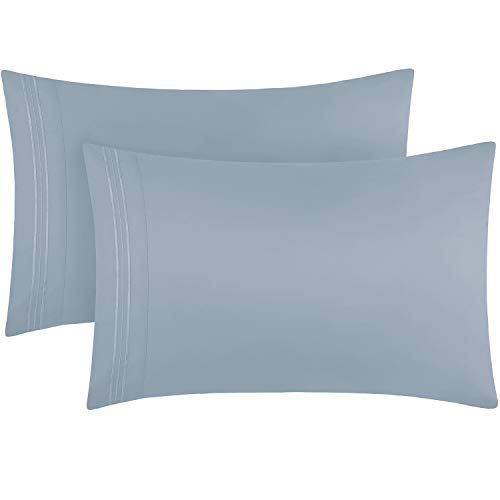 Mellanni King Size Pillow Cases 2 Pack - Pillow Covers - Pillow Protector - 1800 Bedding Sheets & Pillowcases - Envelope Closure - Wrinkle, Fade, Stain Resistant (Set of 2 King Size, Blue Hydrangea)