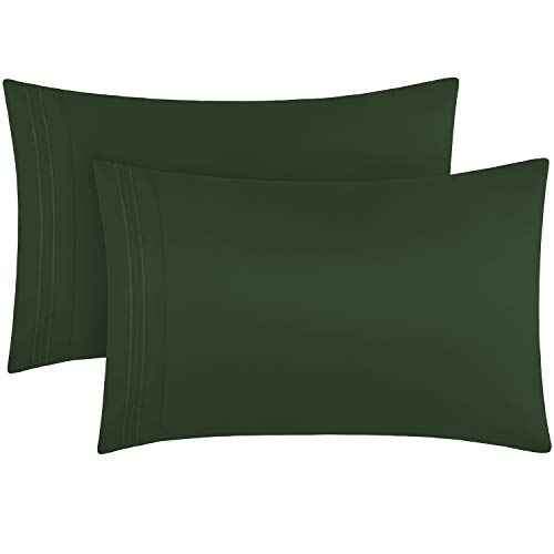 Mellanni King Size Pillow Cases 2 Pack - Pillow Covers - Luxury 1800 Bedding Sheets & Pillowcases - Envelope Closure - Wrinkle, Fade, Stain Resistant (Set of 2 King Size 20" x 40", Emerald Green)