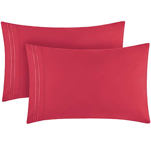 Book Cover Mellanni King Size Pillow Cases 2 Pack - Pillow Covers - Pillow Protector - Hotel Luxury 1800 Bedding Sheets & Cooling Pillowcases - Wrinkle, Fade, Stain Resistant (Set of 2 King Size, Hot Pink)