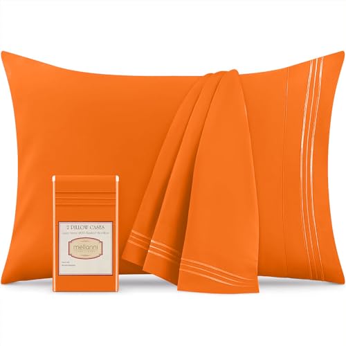 Mellanni King Size Pillow Cases 2 Pack - Iconic Collection Pillowcases - Hotel Luxury, Extra Soft, Cooling Pillow Covers - Wrinkle, Fade, Stain Resistant (2 PC King 20" x 40", Persimmon) 2 PC King Persimmon