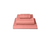 Mellanni Twin Sheets Set - 3 PC Iconic Collection Bedding - Hotel Luxury, Extra Soft, Cooling Bed Sheets - Wrinkle, Fade, Stain Resistant (Twin, Coral)