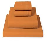 Mellanni Full Sheets Set - 4 PC Iconic Collection Bedding - Hotel Luxury, Extra Soft, Cooling Bed Sheets - Wrinkle, Fade, Stain Resistant (Full, Persimmon)