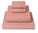 Mellanni King Sheets Set - 4 PC Iconic Collection Bedding - Hotel Luxury, Extra Soft, Cooling Bed Sheets - Wrinkle, Fade, Stain Resistant (King, Coral)