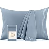 Mellanni Pillow Cases - Luxury, Extra Soft, Cooling Pillow Covers - 2 PC Iconic Collection Pillowcases - Envelope Closure (Standard/Queen 20" x 30", Blue Hydrangea)