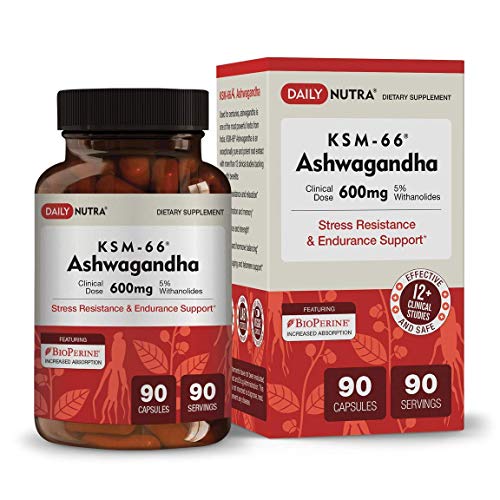 KSM-66 Ashwagandha by DailyNutra - 600mg Organic Root Extract - High Potency Supplement with 5% Withanolides | Stress Relief, Increased Energy and Focus (1)