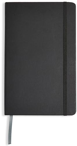 Book Cover Amazon Basics Classic Notebook, Line Ruled, 240 Pages, Black, Hardcover, 5 x 8.25-Inch