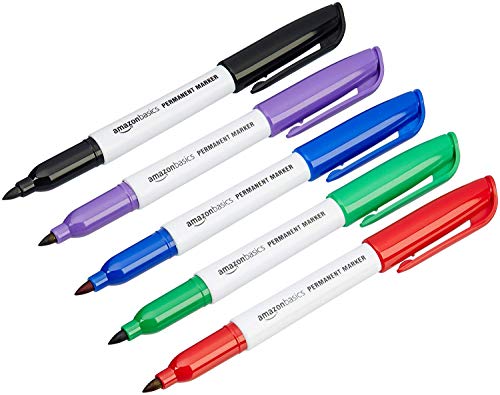Amazon Basics Fine Point Tip Permanent Markers - Assorted Colors, 24-Pack Assorted 1 Count (Pack of 24) Markers