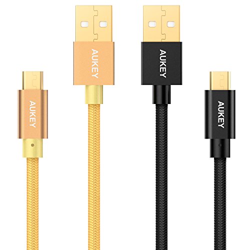 AUKEY Micro USB Cable, 2-Pack 3.3ft/1m Nylon Braided for Android Smartphonesï¼ŒSamsung, Kindle, HTC, Nexus, Sony, Nokia, Motorola, and More