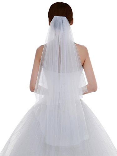 Edith qi Women's Simple Tulle Bridal Veil Short Wedding Veil -  White -