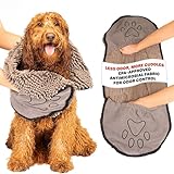 Dog Gone Smart The Dirty Dog Shammy - Antimicrobial Microfiber Dog Towel for Odor Control, Fast-Drying Plush, Dual Hand Pockets & Elastic, Super Absorbent, Machine Washable, 31 x 13 in, Grey