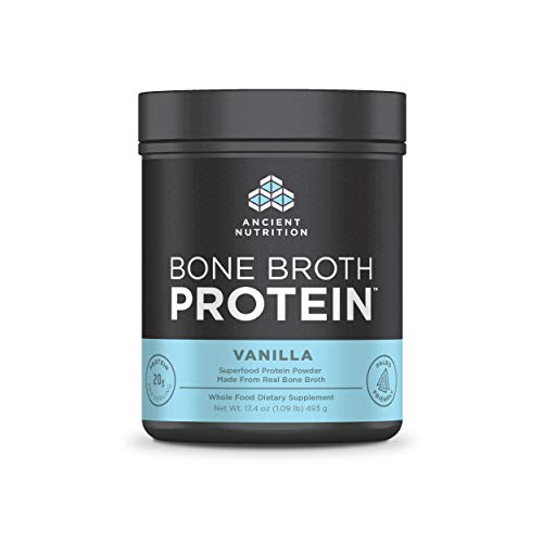 Book Cover Ancient Nutrition Bone Broth Protein Powder, 20g Protein Per Serving, Paleo, Low Carb Superfood, Vanilla, 20 Servings