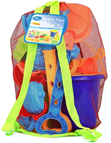 Book Cover Click N Play 18Piece Beach Sand Toy Set, Bucket, Shovels, Rakes, Watering Can, Molds