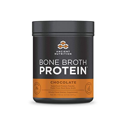 Ancient Nutrition Bone Broth Protein Powder, Chocolate - Dairy Free, Gluten Free and Paleo Friendly - 20 Servings