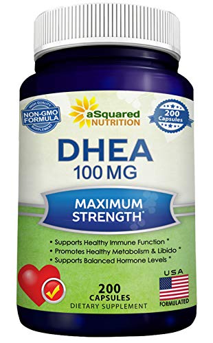 DHEA (100mg Max Strength, 200 Capsules) to Promote Balanced Hormone Levels for Women & Men - Natural DHEA Supplement Pills to Support Healthy Metabolism, Libio, Brain, Immune Function & Pure Energy