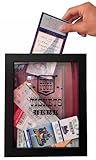 Ticket Shadow Box - 8x10 Memento Frame - Large 4" Slot on Top of Frame - Memory Storage for Any Size Tickets. Top Loading Shadowbox for The Concert Movie Theater & Sporting Event Stubs Diary