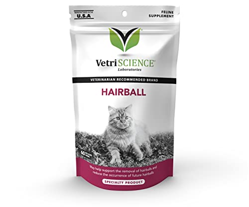 VETRISCIENCE Laboratories Hairball Digestive Support Chicken Liver Flavored 60 Soft Chews for Cats
