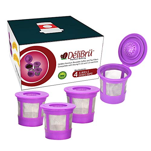 Book Cover Reusable K Cups for Keurig 2.0 & 1.0 - Pack of 4 (Purple) - Easy to Clean - Universal Keurig Reusable Coffee Pods by Delibru