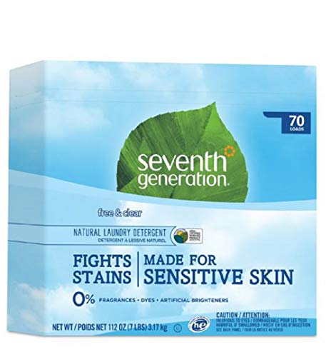 Seventh Generation Natural Laundry Detergent Powder, 70 Loads, Free & Clear 112 oz (3.17 kg)