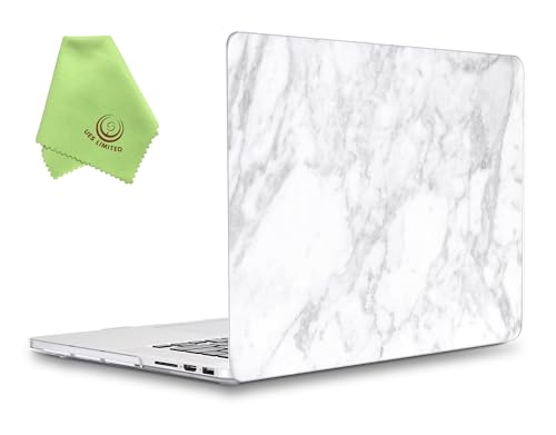 UESWILL Marble Pattern Smooth Hard Shell Case Cover for MacBook Pro 13 inch with Retina Display (A1502/A1425), No USB-C, No CD-ROM, (White)