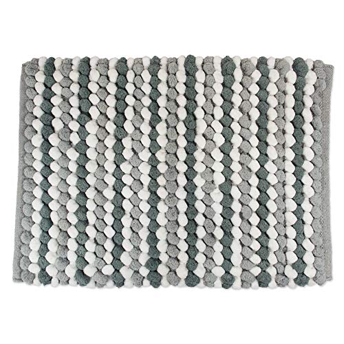 DII Ultra Soft Chenille Bath Mat, Chunky Popcorn Bath Rug, 17x24", Gray Stripe